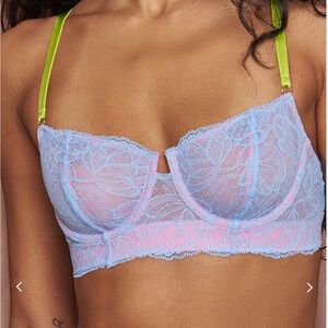 Dora Larsen Lace Bra in Teal and Fuchsia